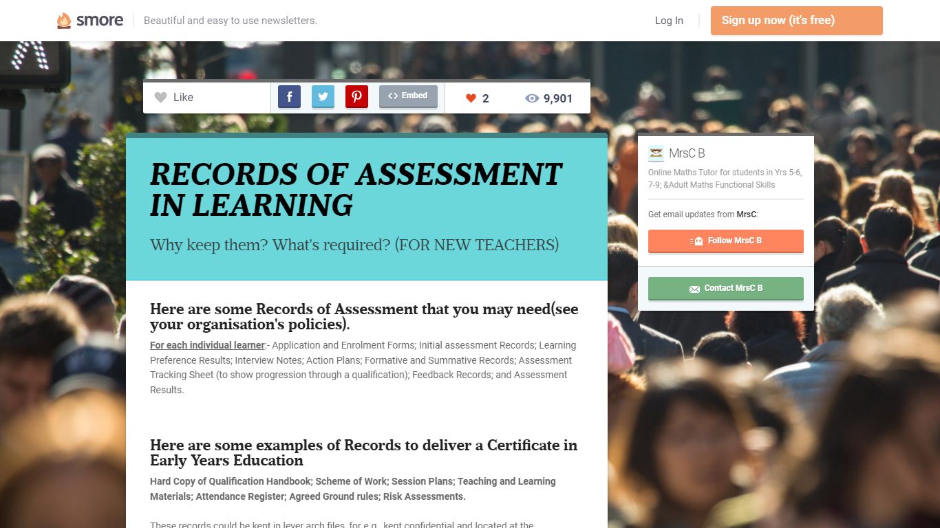 RECORDS OF ASSESSMENT IN LEARNING | Smore Newsletters